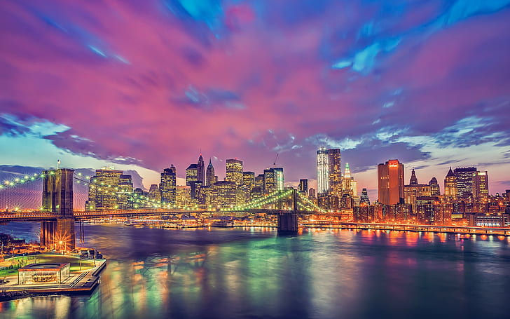 new york, brooklyn bridge backgrounds, manhattan, HDR, download 3840x2400 new york, HD wallpaper