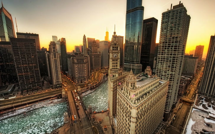 Chicago, lanskap kota, Wallpaper HD