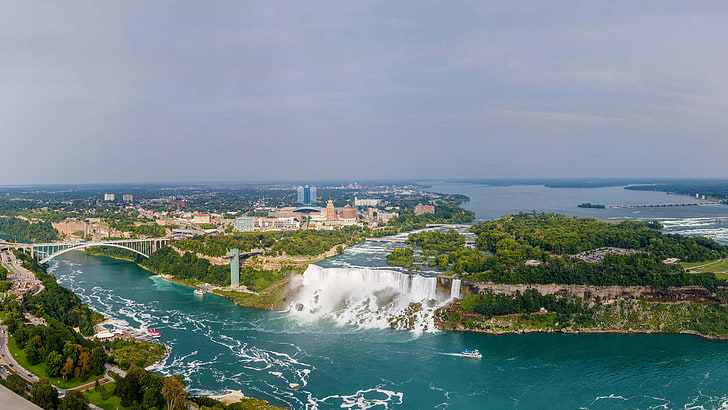 カナダと米国に沿ったナイアガラ川のナイアガラの滝HDデスクトップの壁紙3840×2160、 HDデスクトップの壁紙
