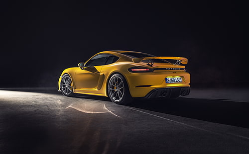 Porsche, Porsche 718 Cayman, Mobil, Mobil Sport, Kendaraan, Mobil Kuning, Wallpaper HD HD wallpaper