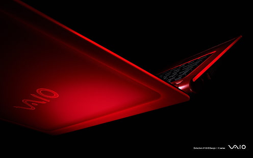 красный Sony VAIO lap, ноутбук, черный фон, сони, HD обои HD wallpaper