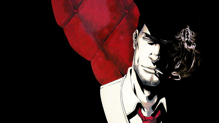 illustrazione del volto di un uomo, candeggina, Isshin Kurosaki, ombra, sigarette, anime, Sfondo HD