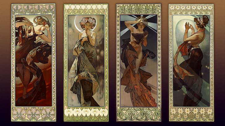 Alphonse Mucha, ilustração, Art Nouveau, arte tradicional, HD papel de parede