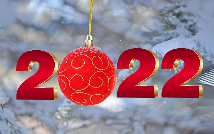 Честита Нова година, числа, 2022 (Година), HD тапет