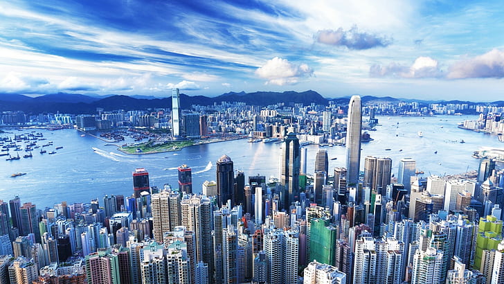 città, Hong Kong, edificio, Sfondo HD