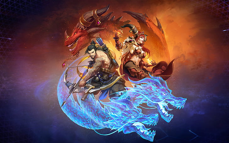 Video Game, Heroes of the Storm, Alexstrasza (World Of Warcraft), Hanzo (Overwatch), HD wallpaper