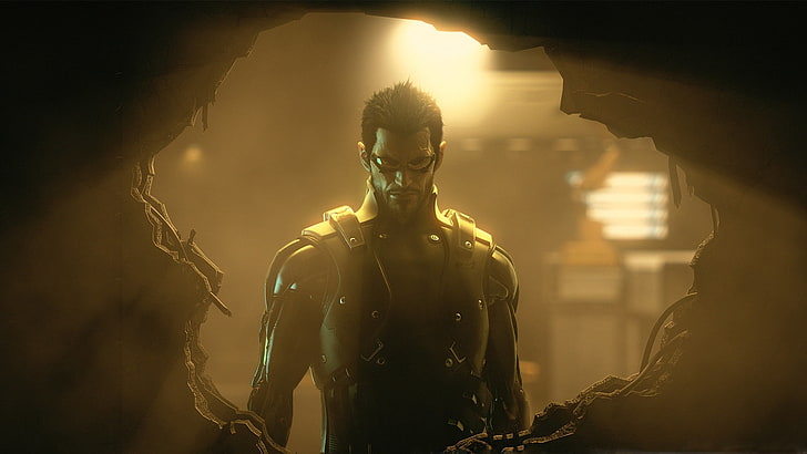 Deus Ex มนุษยชาติวอลล์เปเปอร์ดิจิตอลแบ่ง, deus ex, อดัมเจนเซ่น, แสง, ผนัง, แว่นตา, วอลล์เปเปอร์ HD