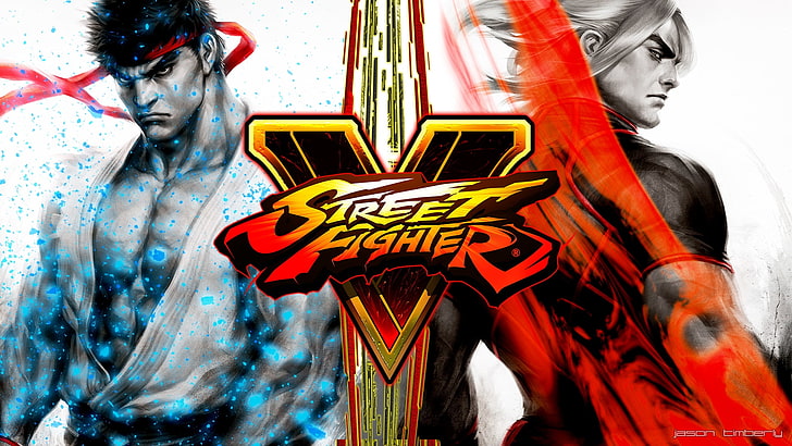 Street Fighter V, логотип, персонажи, игры, HD обои