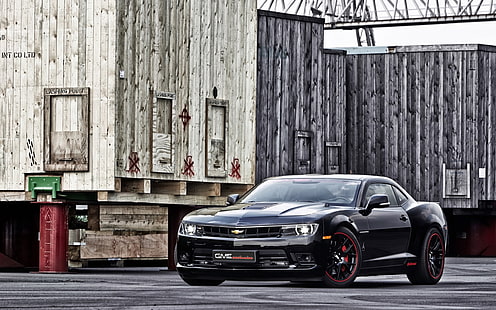 coupé Chevrolet nera, gme exclusive, auto sportiva, chevrolet, camaro, ss, Sfondo HD HD wallpaper