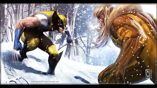 Wolverine y Sabertooth, cómics, Sabretooth, Marvel Comics, Wolverine, Fondo de pantalla HD HD wallpaper