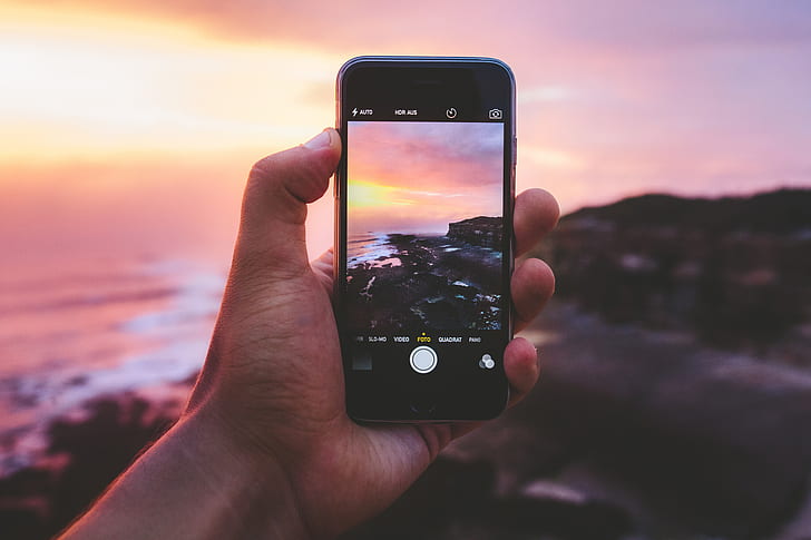 ola, playa, nubes, paisaje, puesta de sol, rocas, foto, iPhone, manual, Fondo de pantalla HD