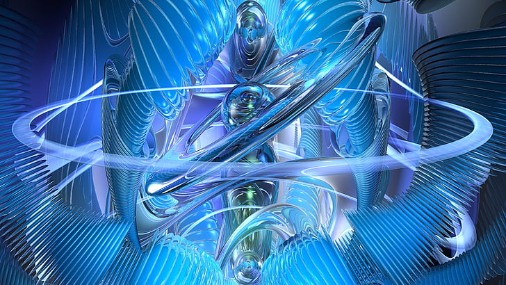 3d, digital art, blue, fractal art, fractal, graphics, cg artwork, 8k, 8k uhd, HD wallpaper