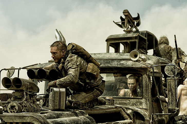 Charlize Theron, chase, truck, Tom Hardy, Mad Max, Fury Road, Road rage, HD wallpaper