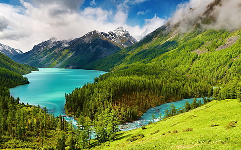 جميلة البحيرات الجبلية مشهد HD خلفيات، خلفية HD HD wallpaper