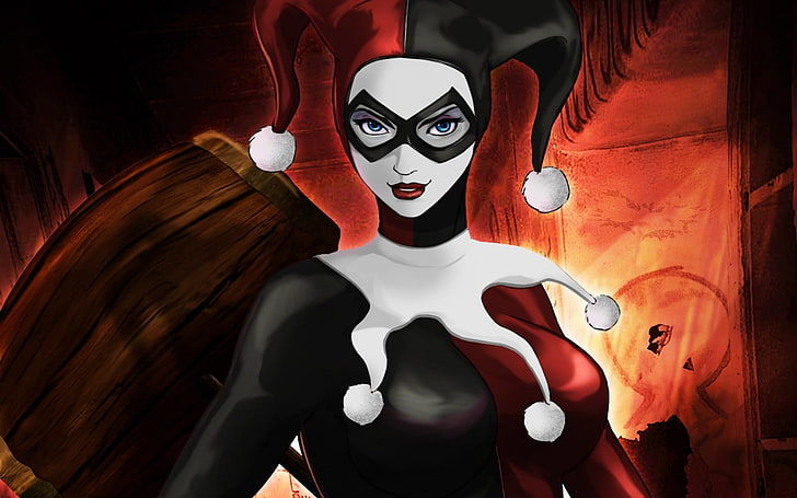 Harley Quinn animerad illustration, Harley Quinn, Batman, Joker, DC Comics, digital konst, HD tapet