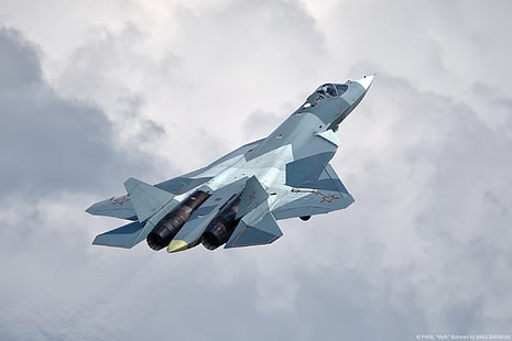 57, ryska flygvapnet, Sukhoi Su, krigsflygplan, HD tapet HD wallpaper