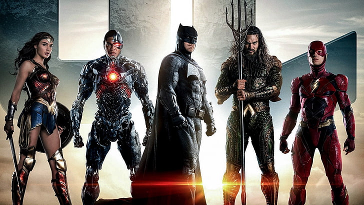 Fond d'écran Justice League, Justice League, Justice League (2017), Wonder Woman, Cyborg (DC Comics), Batman, Aquaman, Flash, Fond d'écran HD