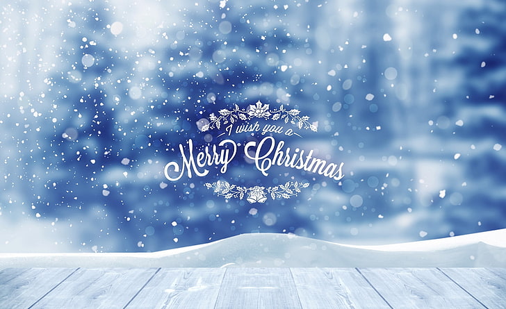 Желая ви весела Коледа от PimpYourScreen, бял текстов слой, Празници, Коледа, Синьо, Фон, Сняг, Коледа, Снежинки, Пожелание, весела Коледа, весела Коледа, 2014, HD тапет
