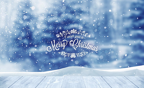 Ti auguro un buon Natale da PimpYourScreen, sovrapposizione di testo bianco, vacanze, Natale, blu, sfondo, neve, natale, fiocchi di neve, auguri, buon natale, buon natale, 2014, Sfondo HD HD wallpaper