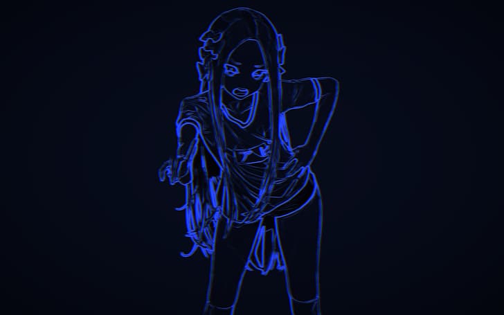 Anime, Blau, Neon, Loli, HD-Hintergrundbild