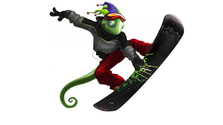Snowboard HD, snowboard animado camaleón, deportes, snowboard, Fondo de pantalla HD