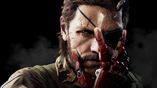 tapeta postaci męskiej w grze, Metal Gear Solid V: The Phantom Pain, grafika cyfrowa, gry wideo, żołnierz, wojownik, blizny, twarz, przepaska na oko, grafika koncepcyjna, Venom Snake, Metal Gear Solid, Metal Gear, Tapety HD HD wallpaper