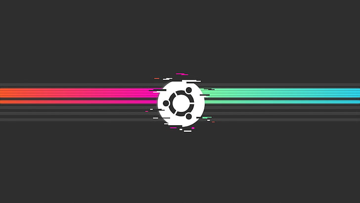 Ubuntu, Glitch Art, красочные, минимализм, HD обои
