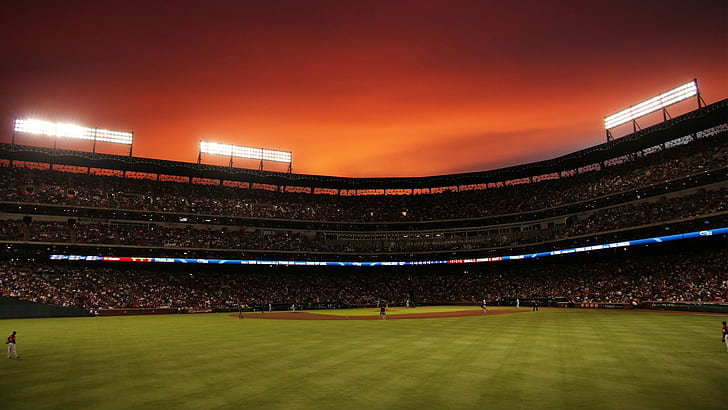 stadio, baseball, tramonto, Sfondo HD