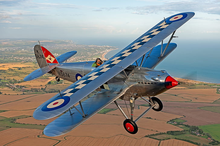 Боец, Биплан, 1931, RAF, Hawker Fury, HD тапет