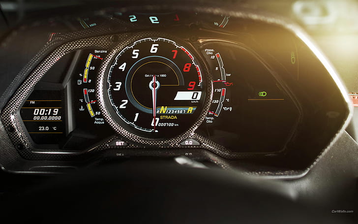 Lamborghini Aventador Gauges Dash Interior Carbon Fiber HD, voitures, lamborghini, intérieur, aventador, carbone, fibre, tableau de bord, jauges, Fond d'écran HD