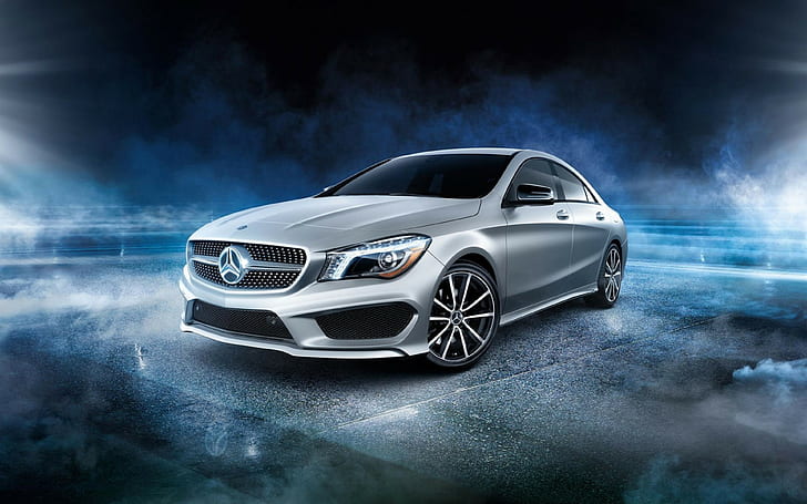 mercedes-benz, cla backgrounds, AMG, silver, side view, Download 3840x2400 mercedes-benz, HD wallpaper