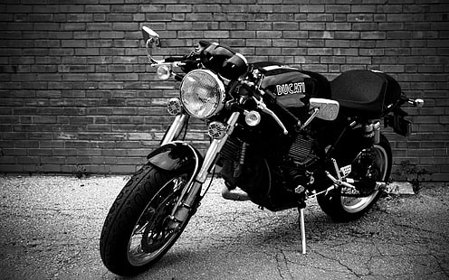 2008 دوكاتي سبورت كلاسيك 1000 ، تصوير رمادي لدراجة نارية دوكاتي ، دراجات نارية ، دوكاتي ، أنجلينا جولي خلفيات ، أسود ، دراجة، خلفية HD HD wallpaper
