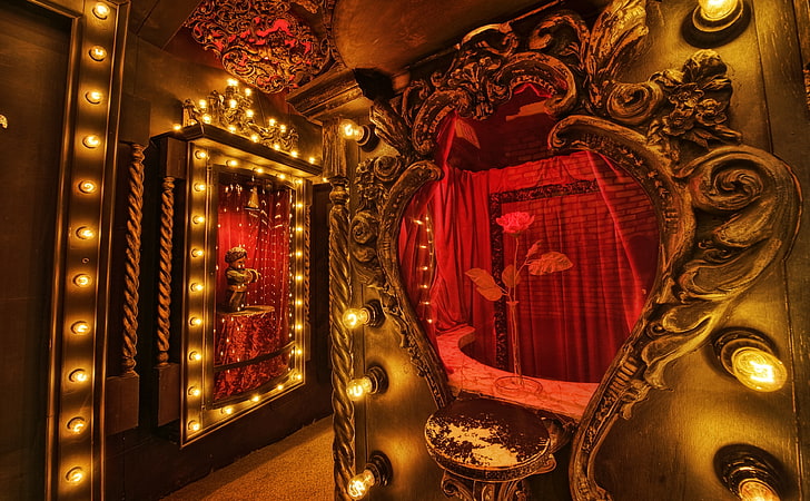 House On The Rock, brown vanity mirror, Vintage, Lights, Architecture, Wisconsin, House on the Rock, Magnificent, HD wallpaper