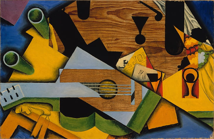cubism, 1913, Juan Gris, natureza morta com violão, HD papel de parede