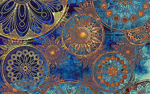 multicolored fractal wallpaper, background, patterns, vintages, HD wallpaper HD wallpaper