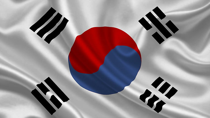 한국, 한국, 국기, 한국, 남쪽, 국가, 새틴, 3D 및 초록, HD 배경 화면