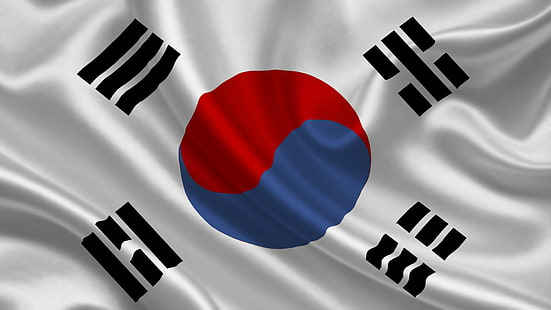 Sydkorea, Sydkorea, flagga, Korea, Syd, land, satin, 3d och abstrakt, HD tapet HD wallpaper