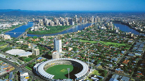 Fantastisk Cricket Ground av City Brisbane Australia HD-foton, brisbane, australien, stad, land, HD tapet HD wallpaper