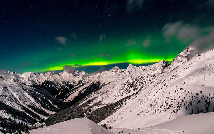 Kanada berg, aurorae, British Columbia, natur, HD tapet