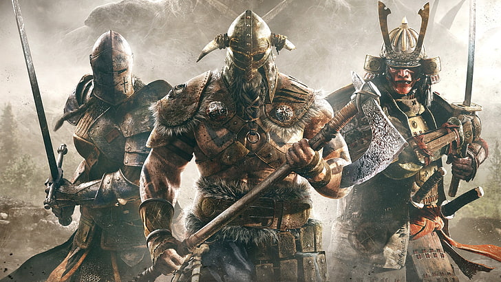 video games, For Honor, knight, samurai, viking, HD wallpaper
