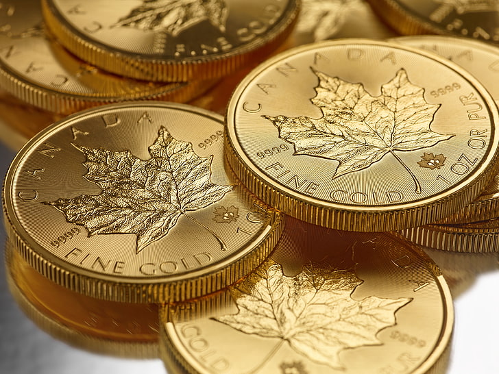 Канада, макро, злато, пари, монети, метал, HD тапет