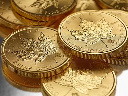 Canada, macro, oro, soldi, monete, metallo, Sfondo HD HD wallpaper