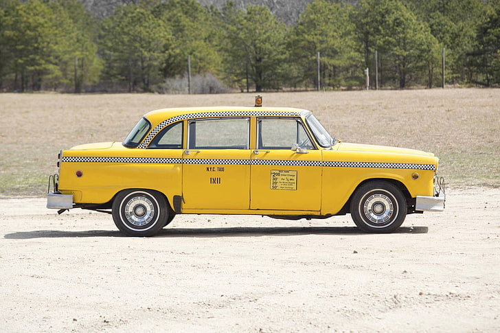 1965, cars, checker, classic, marathon, nyc, taxi, yellow, HD wallpaper