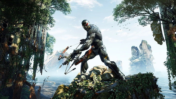 ranger holding bow illustration, Crysis 3, videospel, HD tapet