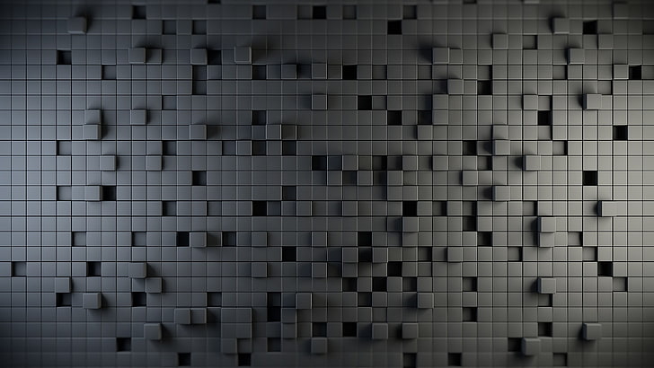 tapete branco e preto, arte digital, render, HD papel de parede