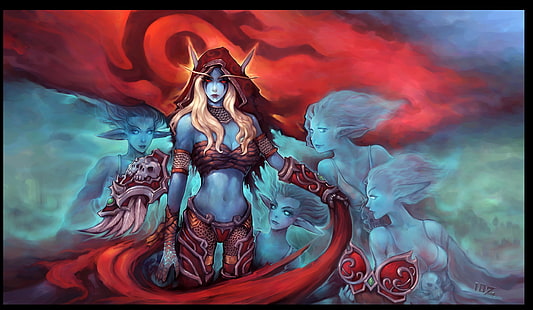 female anime character wallpaper, World of Warcraft, warcraft, wow, art, Sylvanas Windrunner, Sylvanas, HD wallpaper HD wallpaper
