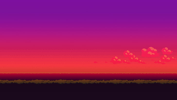 sunset 16 bit pixel art pokemon, HD wallpaper