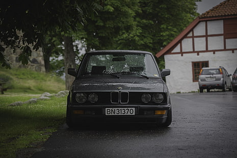 BMW E28, Stance, Stanceworks, Savethewheels, estática, Noruega, verano, lluvia, Fondo de pantalla HD HD wallpaper