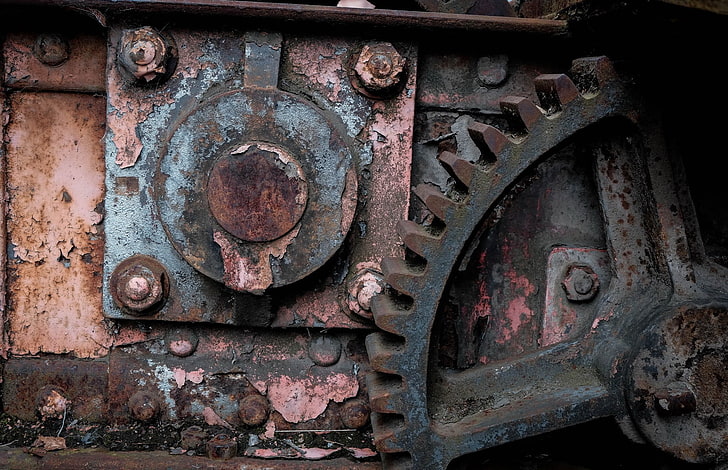 industrial, rust, machine, gears, HD wallpaper