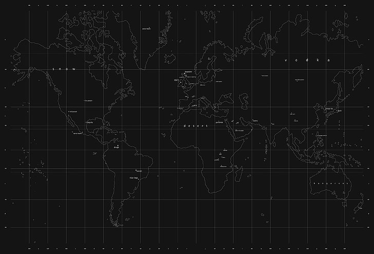 black and white world map poster, black, the world, map, HD wallpaper